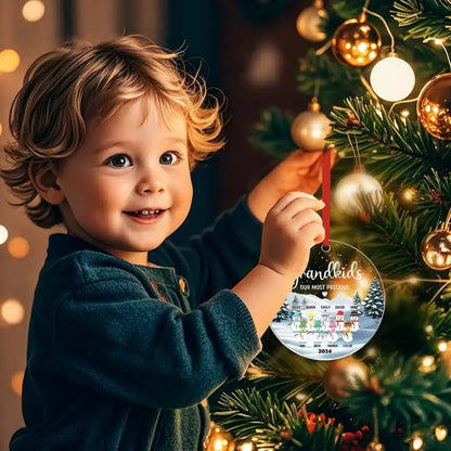 Customizable Snowman Grand Kids Family Christmas Ornament - Customizable Love