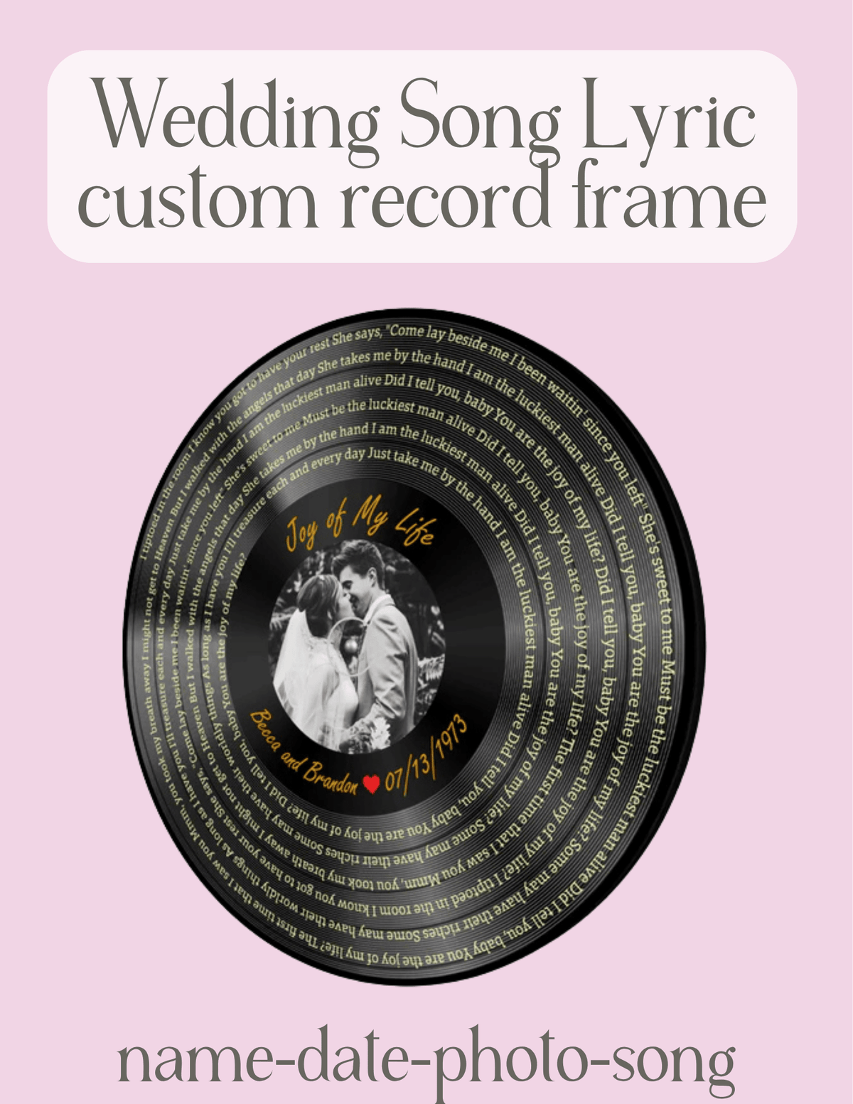 Customizable Song Lyric Record with Photo and Date - Customizable Love