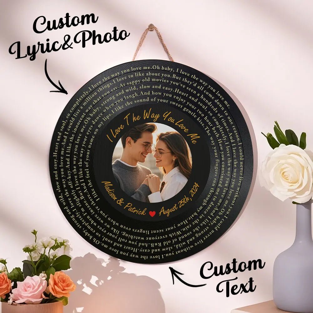 Customizable Song Lyric Record with Photo and Date - Customizable Love