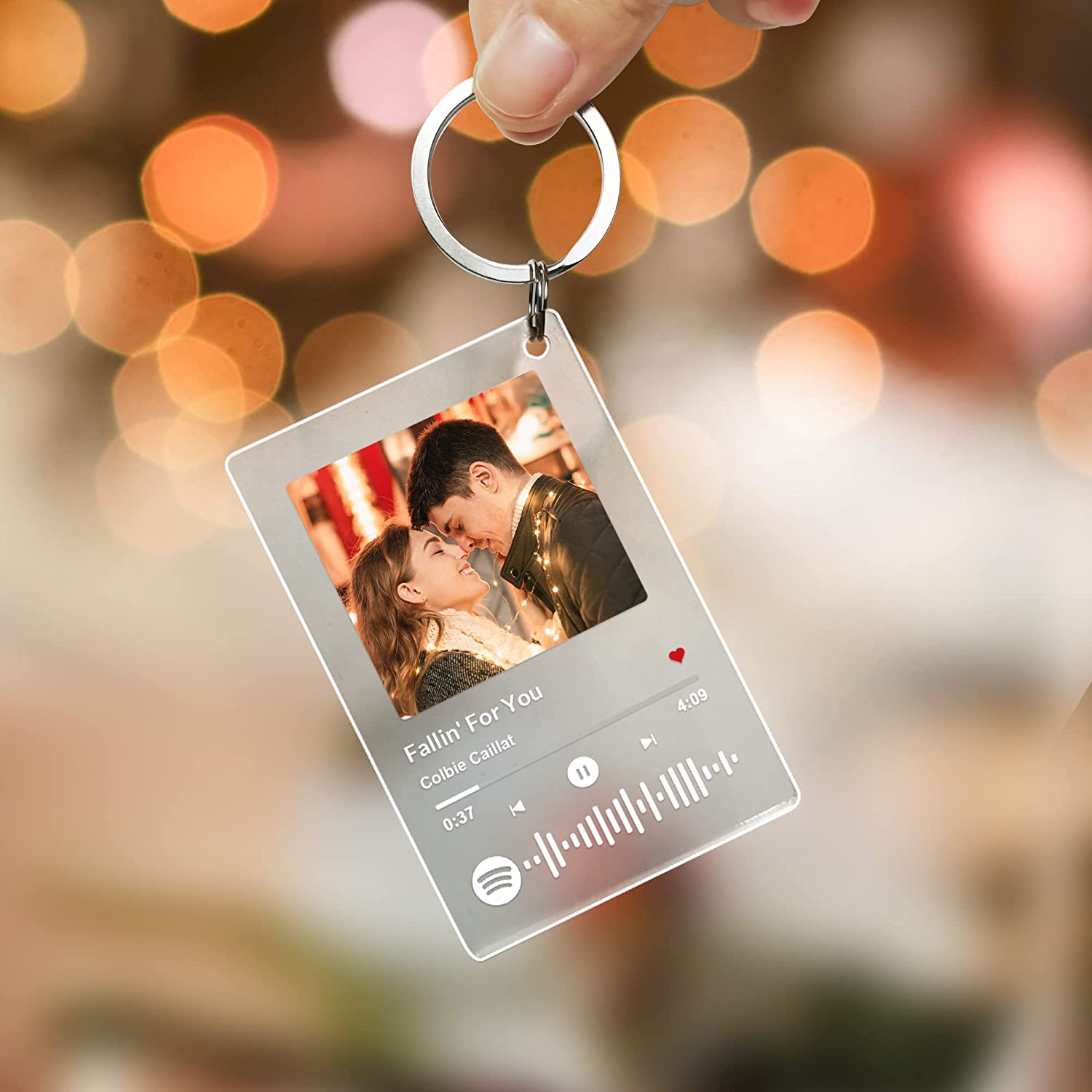 Customizable Spotify Music Keychain with Photo - Customizable Love