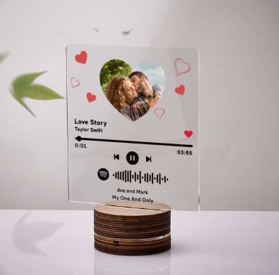 Customizable Spotify Photo Music Plaque Heart Shaped Photo 7 Color Lights - Customizable Love