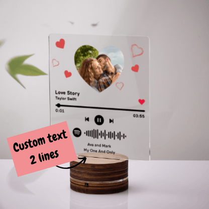 Customizable Spotify Photo Music Plaque Heart Shaped Photo 7 Color Lights - Customizable Love