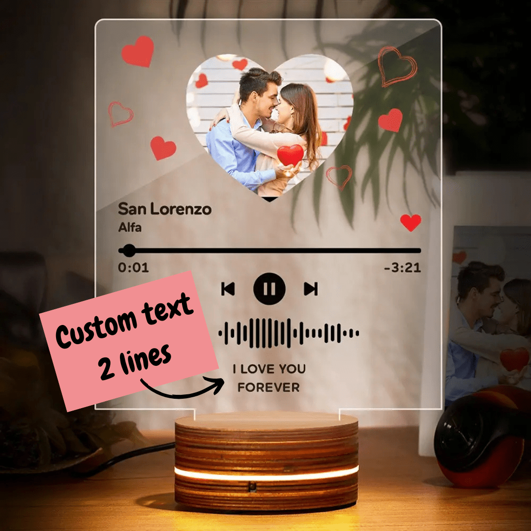 Customizable Spotify Photo Music Plaque Heart Shaped Photo 7 Color Lights - Customizable Love