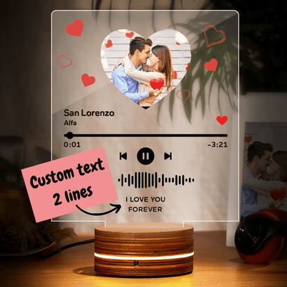 Customizable Spotify Photo Music Plaque Heart Shaped Photo 7 Color Lights - Customizable Love