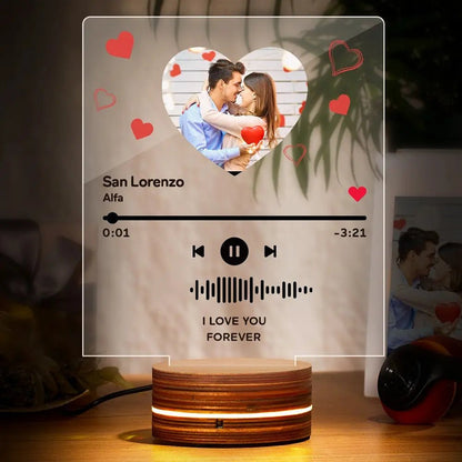 Customizable Spotify Photo Music Plaque Heart Shaped Photo 7 Color Lights - Customizable Love