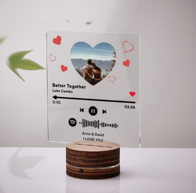 Customizable Spotify Photo Music Plaque Heart Shaped Photo 7 Color Lights - Customizable Love