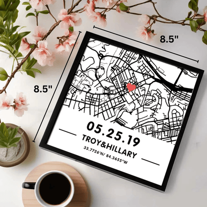 Customizable Where We Met Street Map Framed Plaque - Customizable Love