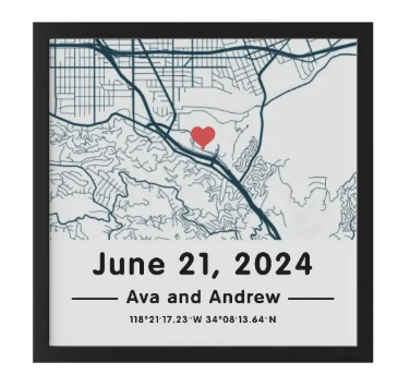 Customizable Where We Met Street Map Framed Plaque - Customizable Love