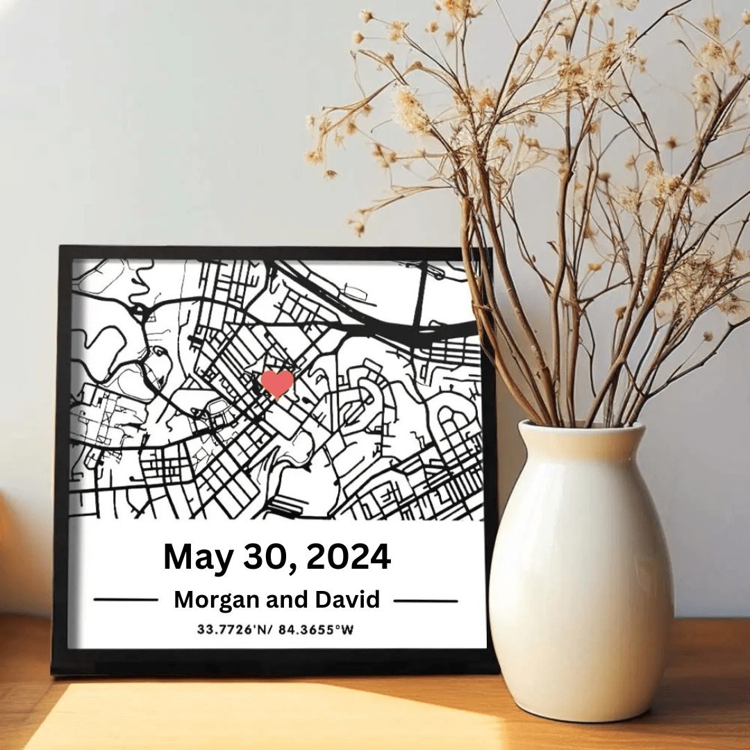 Customizable Where We Met Street Map Framed Plaque - Customizable Love