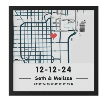 Customizable Where We Met Street Map Framed Plaque - Customizable Love