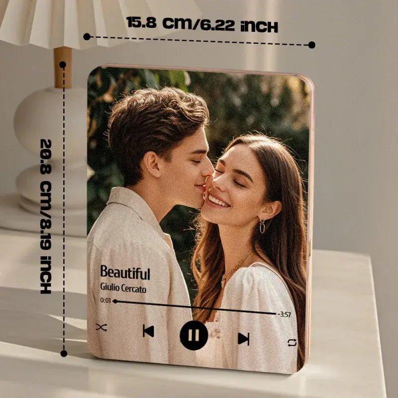 Customizable Wood Photo Music Frame with Song - Customizable Love