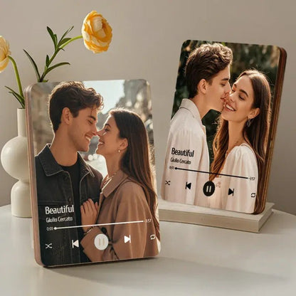 Customizable Wood Photo Music Frame with Song - Customizable Love