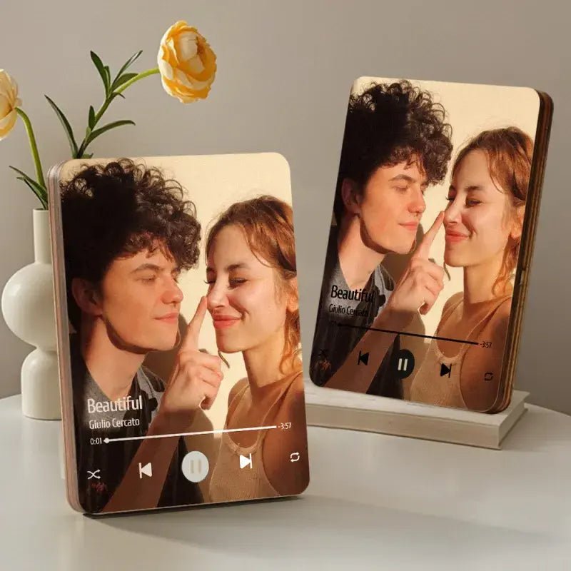 Customizable Wood Photo Music Frame with Song - Customizable Love