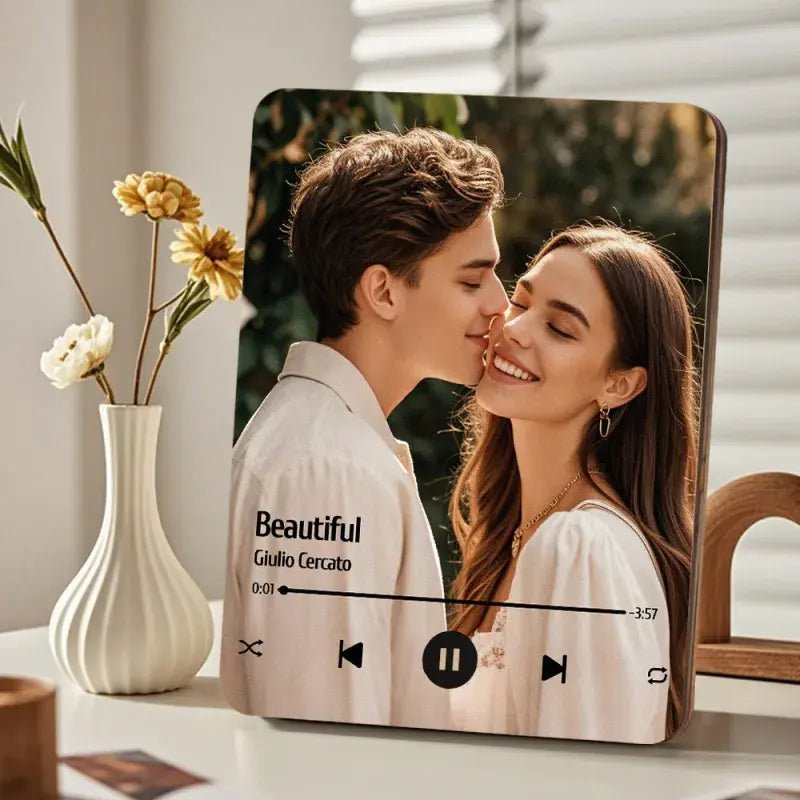 Customizable Wood Photo Music Frame with Song - Customizable Love