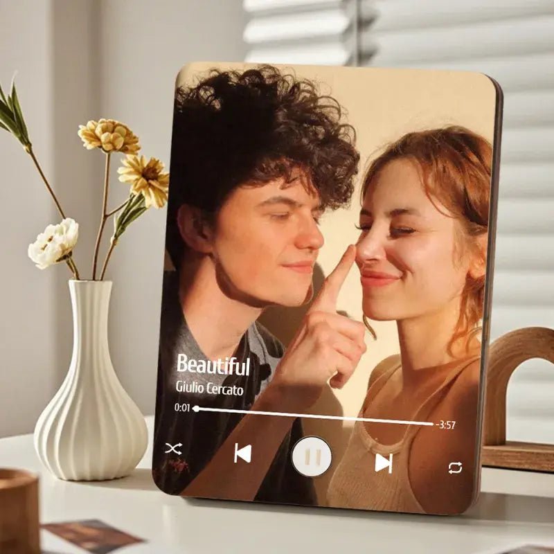 Customizable Wood Photo Music Frame with Song - Customizable Love