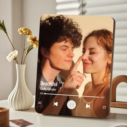 Customizable Wood Photo Music Frame with Song - Customizable Love