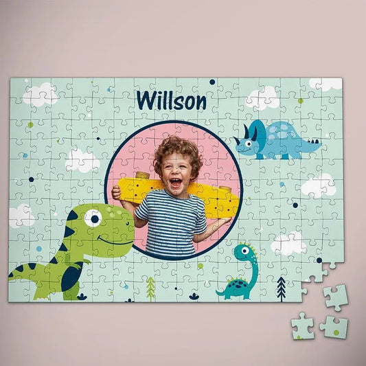 Dinosaur Custom Photo puzzle with Name and Photo - Customizable Love