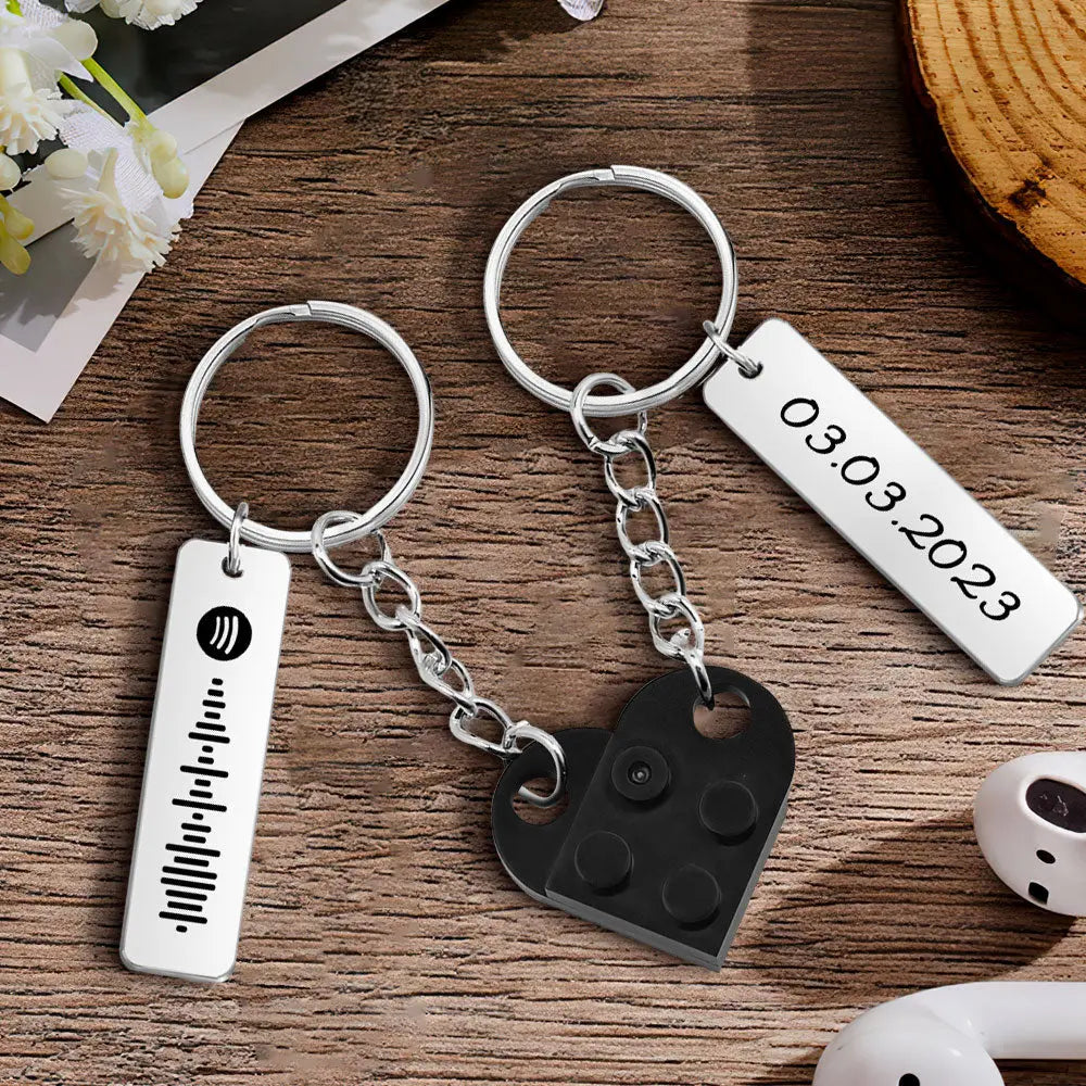 Custom Spotify Heart Keychain Matching Set