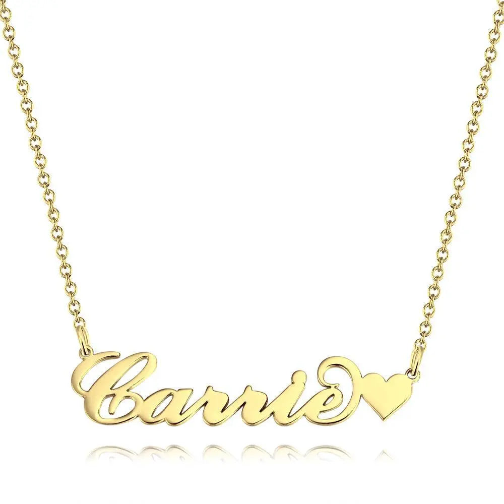 Customizable Script Name Necklace with Heart
