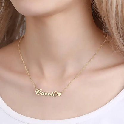 Customizable Script Name Necklace with Heart