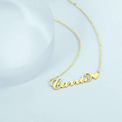 Customizable Script Name Necklace with Heart