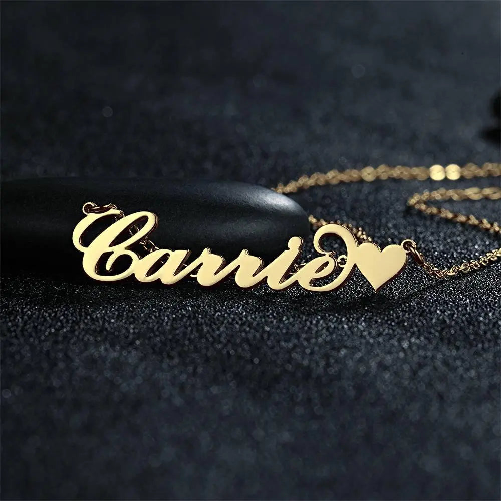 Customizable Script Name Necklace with Heart