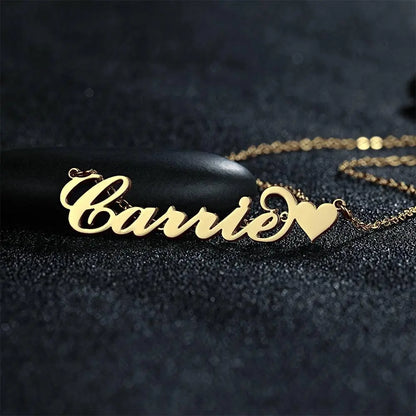 Customizable Script Name Necklace with Heart