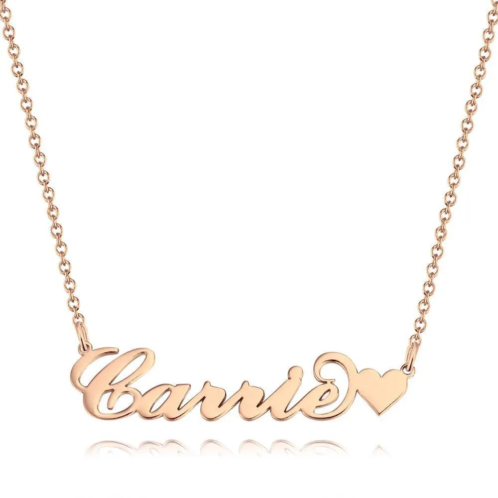 Customizable Script Name Necklace with Heart