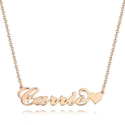Customizable Script Name Necklace with Heart