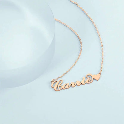Customizable Script Name Necklace with Heart