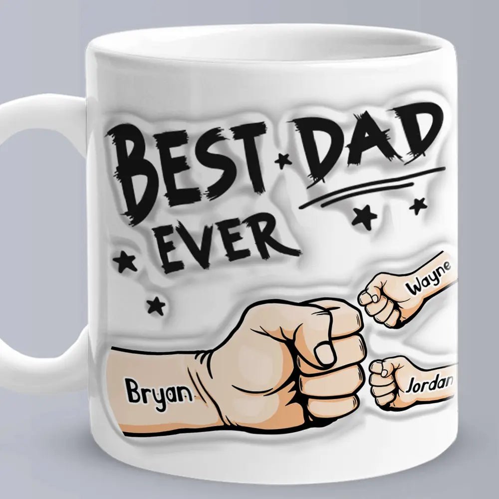 Personalized Best Dad Ever Mug with 3D Inflated Effect - Customizable Love