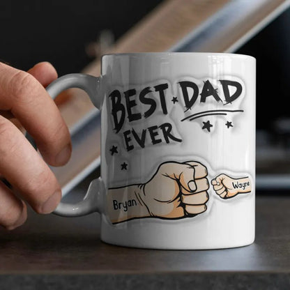 Personalized Best Dad Ever Mug with 3D Inflated Effect - Customizable Love