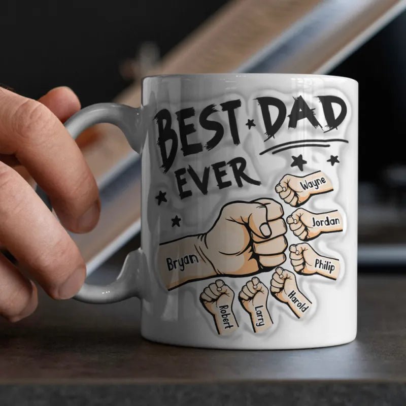 Personalized Best Dad Ever Mug with 3D Inflated Effect - Customizable Love