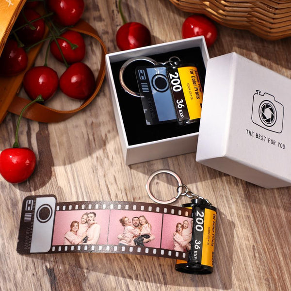 GustavsDachshundShop Film Roll Keychain Custom - Personalized 35mm Camera Photo Roll Keychain Anniversary Gift - Picture Keychain with Photo Valentines Gift USA