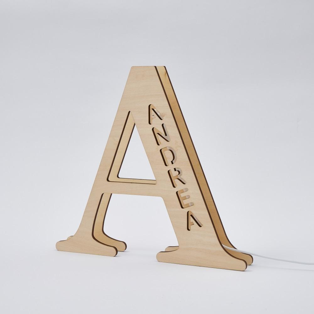 Personalized Wood Letter Name & Initial Night Light - Customizable Love