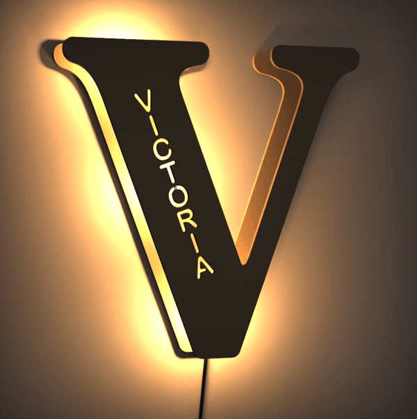 Personalized Wood Letter Name & Initial Night Light - Customizable Love