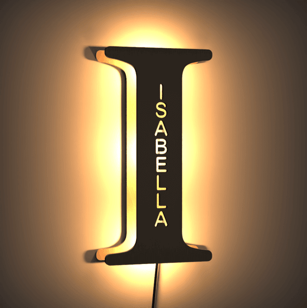 Personalized Wood Letter Name & Initial Night Light - Customizable Love