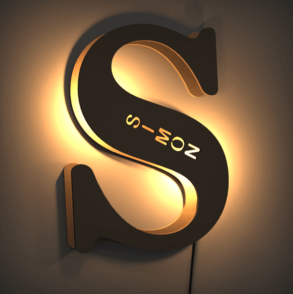 Personalized Wood Letter Name & Initial Night Light - Customizable Love