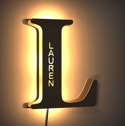 Personalized Wood Letter Name & Initial Night Light - Customizable Love