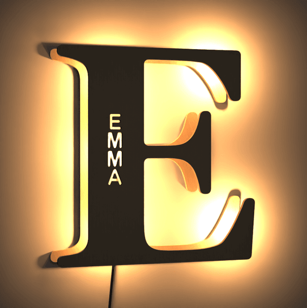 Personalized Wood Letter Name & Initial Night Light - Customizable Love