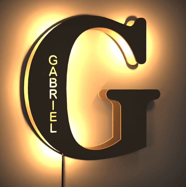 Personalized Wood Letter Name & Initial Night Light - Customizable Love