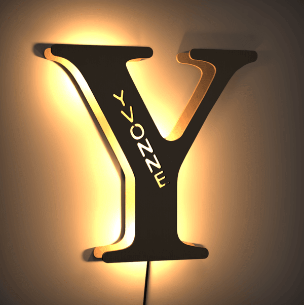 Personalized Wood Letter Name & Initial Night Light - Customizable Love